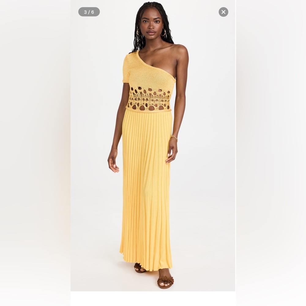 CHRISTOPHER ESBER Crochet One Shoulder Dress (Yellow) - RRP $970